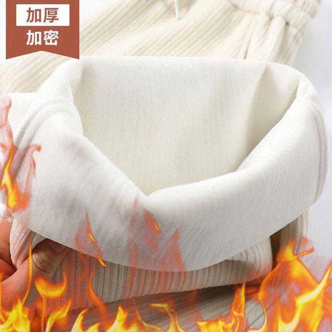 Quần Ống Rộng Cạp Cao Vải Lông Dày Mùa Thu Và Mùa Đông