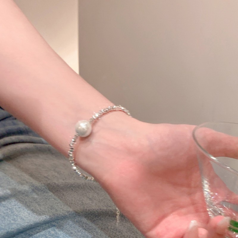 Thời Trang Vòng cổ Bạc Đính Hạt Giả Ngọc Trai