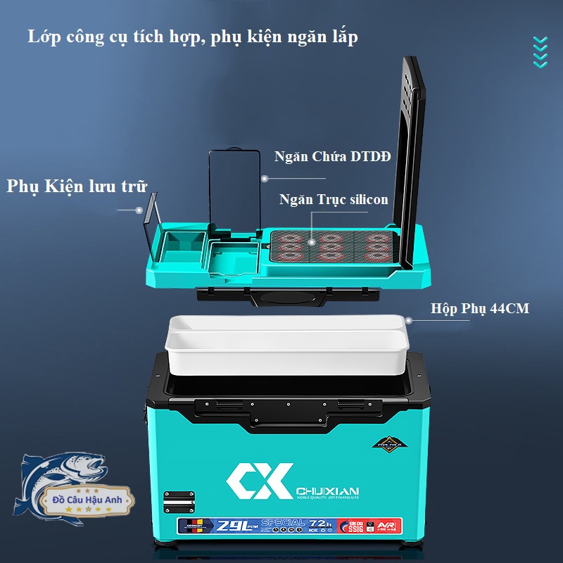 Thùng Câu Đài Chixuan Đa Năng Thể Tích 29L Kèm Phụ Kiện Nâng Cấp KK11