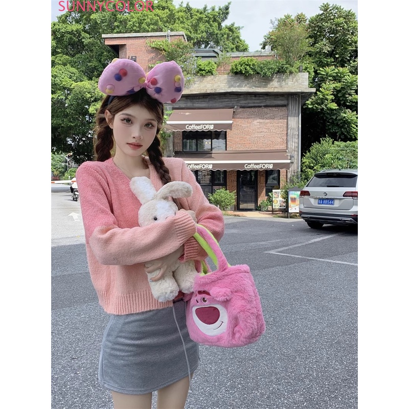 SUNNYCOLOR Áo Len áo khoác cardigan Korean Cổ điển Fashion Dễ thương WMY23A10QZ 44Z231030