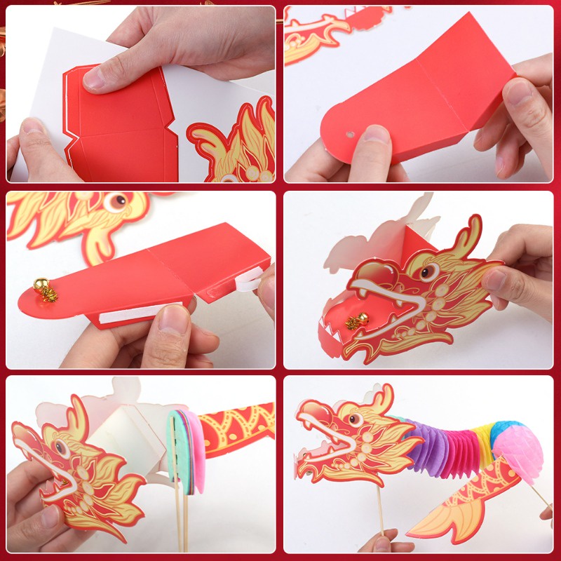 Đồ Chơi Rồng Trung Hoa Kéo Hoa Thủ Công Bằng Giấy Sáng Tạo Cho Trẻ Em
