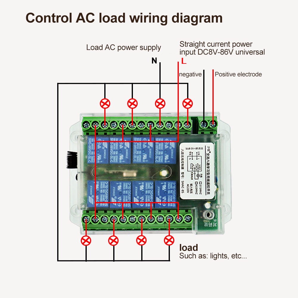 DIYMORE Công Tắc Điều Khiển Đèn led Không Dây dc8-86v ac110-275v 8ch