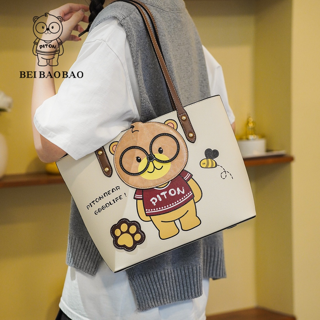 Piton Bear Túi tote nữ dung tích lớn thiết kế dễ thương
