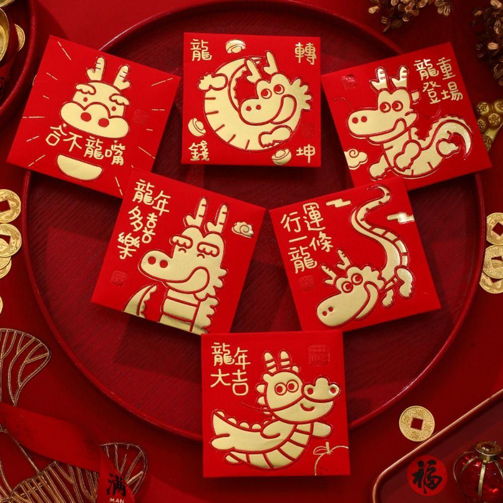 Bao Lì Xì Năm Mới 2024 May Mắn Họa Tiết Rồng May Mắn Trung Hoa