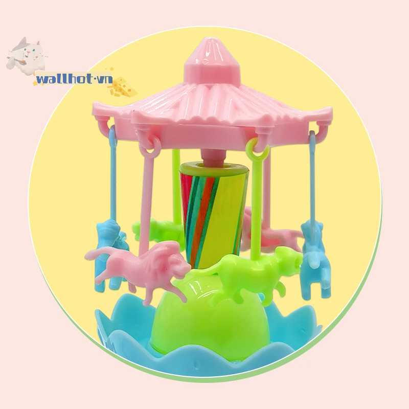 Wallhot > Đồ Chơi Vòng Quay Ngựa Gỗ Có Đèn led Chiếu Sáng