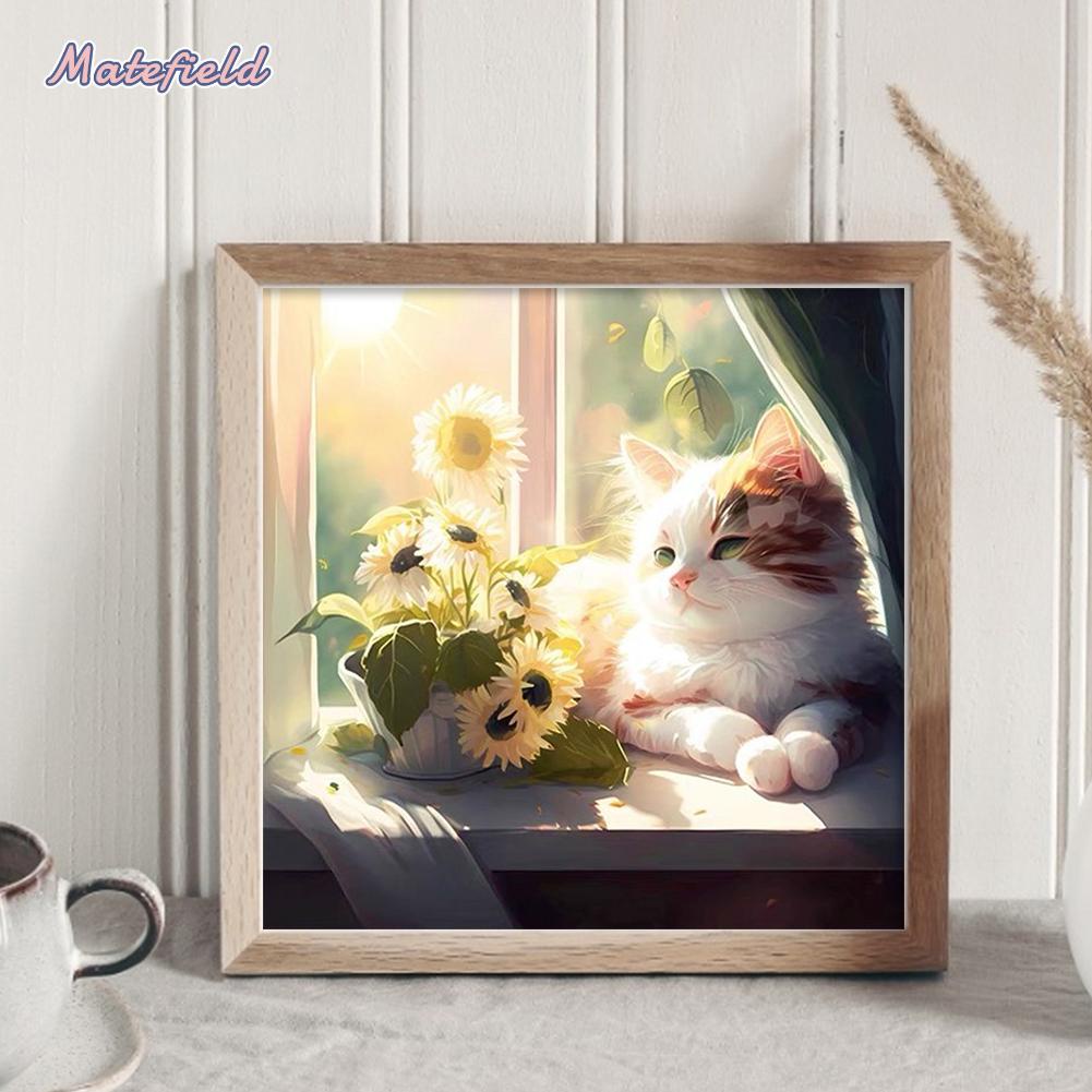 Bộ Dụng Cụ Thêu Tranh Chữ Thập 18ct Hình Mèo Và Hoa Bằng cotton Thân Thiện Với Môi Trường