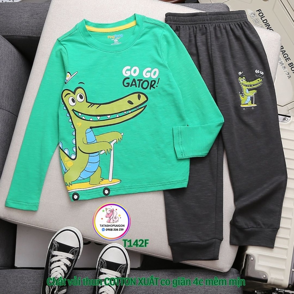 Đồ bộ bé trai tay dài size đại 11 đến 40kg thun cotton xuất VNXK T142