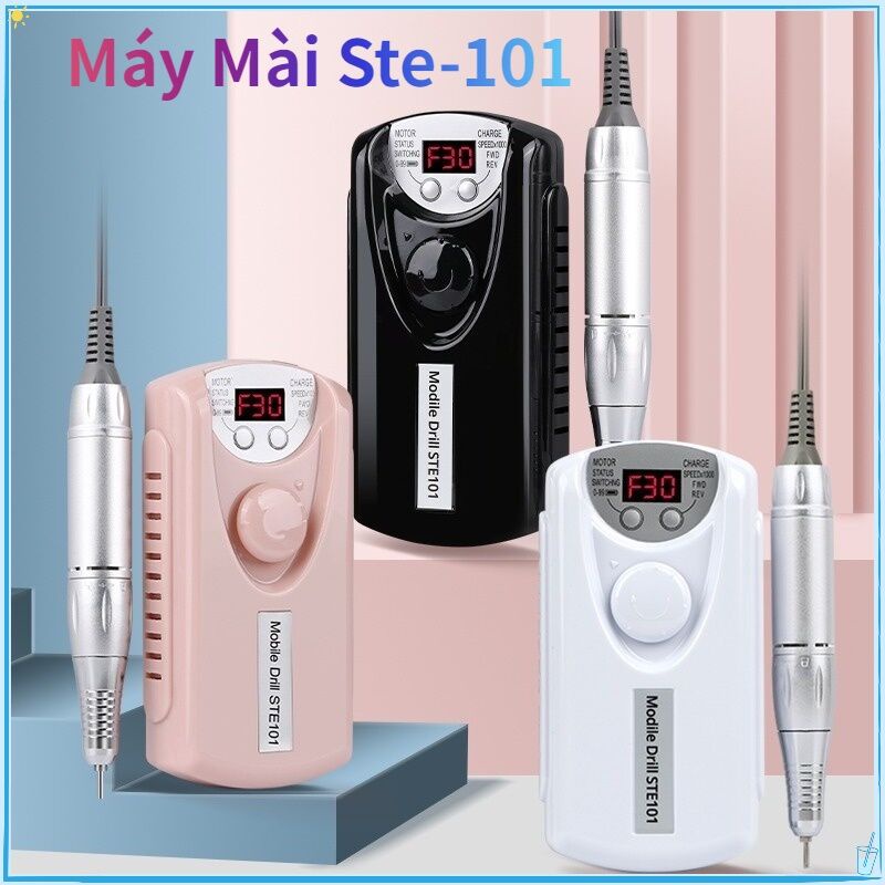 Máy Mài Nail Mài Gel Tích Điện Cầm Tay, Máy mài móng tích điện STE101 kèm đủ phụ kiện dùng cho Spa, 6 phụ kiện kèm theo