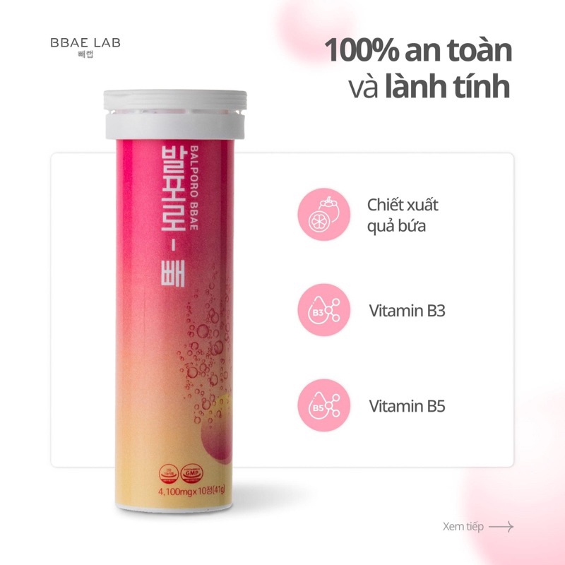 Sủi Giảm Cân BALPORO BBAE hỗ trợ giảm cân, đẹp da, đốt cháy mỡ thừa, tăng cường quá trình chuyển hóa dinh dưỡng