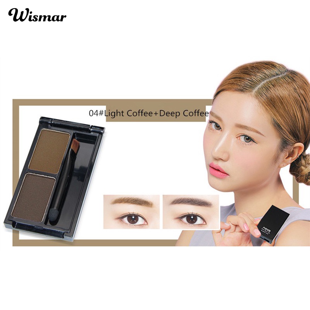 Bộ Bảng Phấn Mắt Và Lông Mày wismar novo 2 Trong 1 Chống Nước Lâu Trôi Chống Mồ Hôi Kèm Cọ Trang Điểm