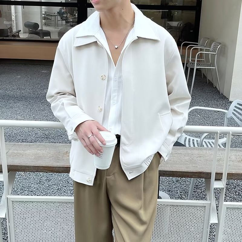 DICHUANGZHE Áo Khoác Dài Tay Màu Sắc Đơn Giản Thời Trang Nhật Bản