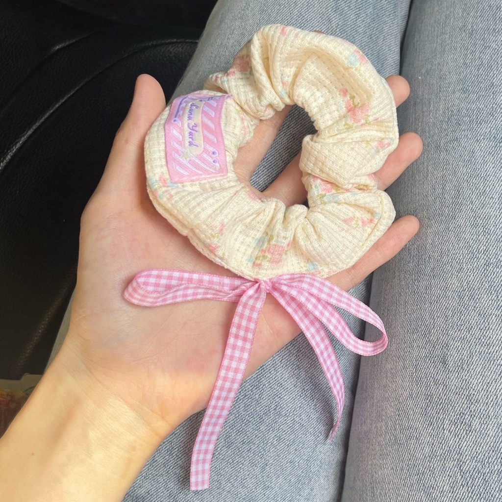 Dây Cột Tóc Thắt Nơ Hoa Nhỏ Màu Be Cỡ Lớn Phong Cách Múa Ba Lê Dễ Thương