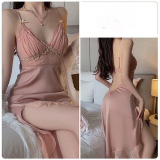 Váy ngủ lụa Emmie phối ren cao cấp có đệm mút V106