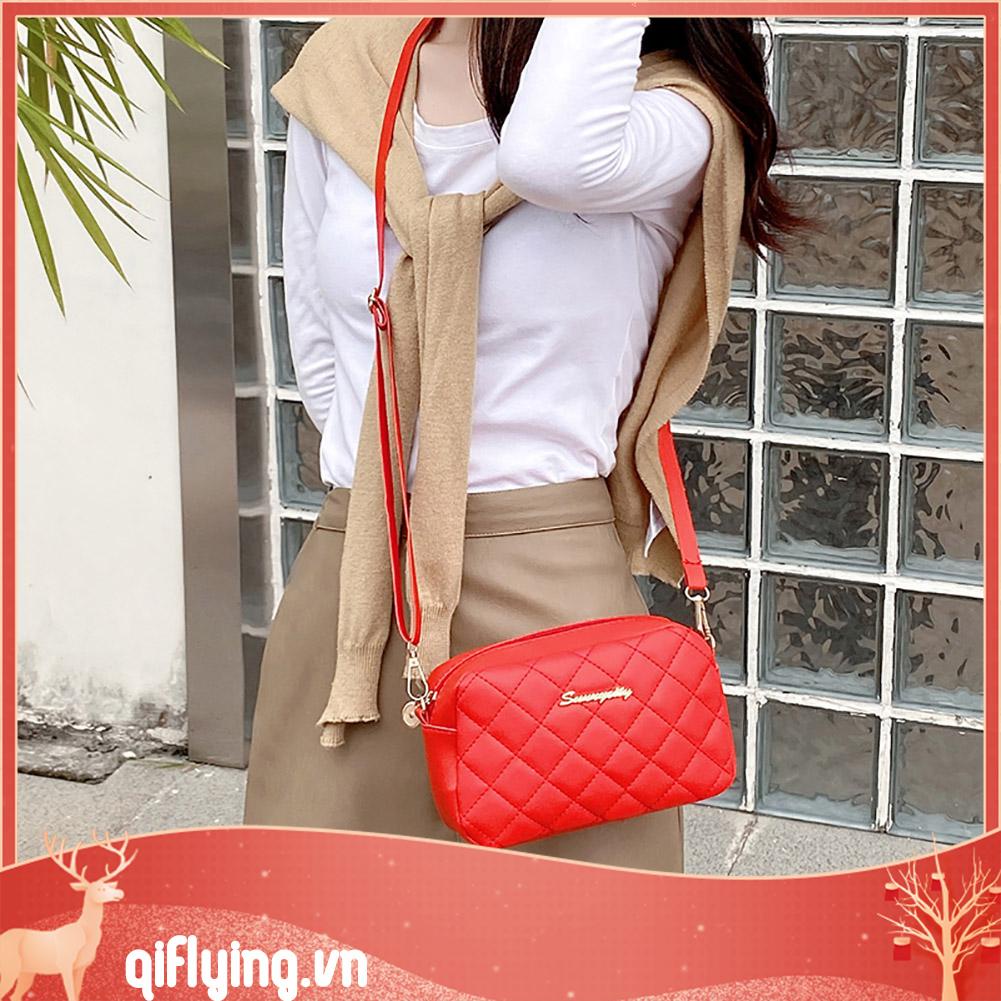 Túi Đeo Chéo Da pu Họa Tiết Kim Cương Cho Nữ