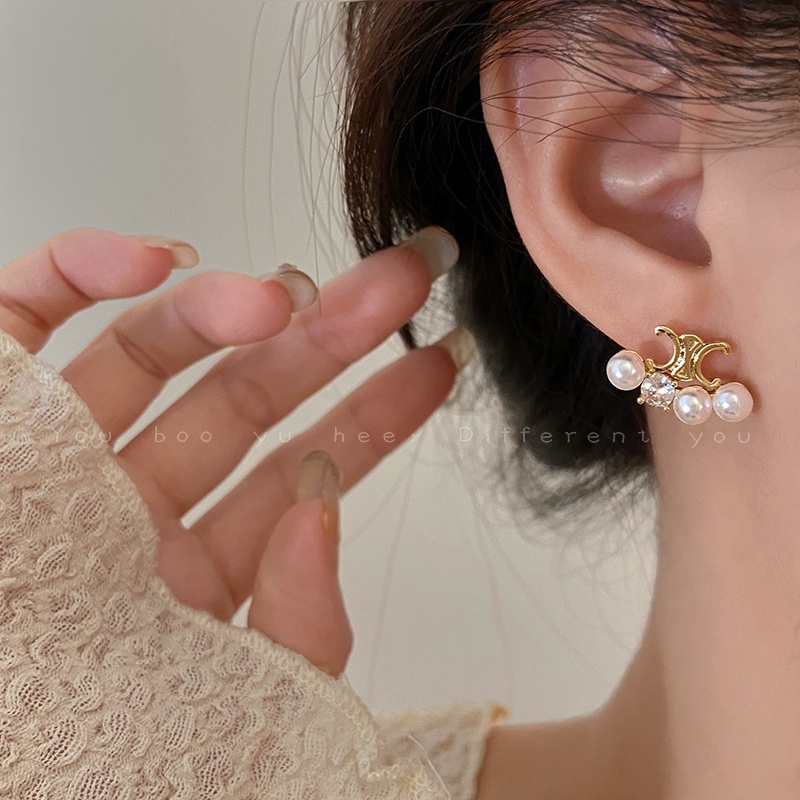 Bông Tai Đính Ngọc Trai Sang Trọng Phong Cách retro
