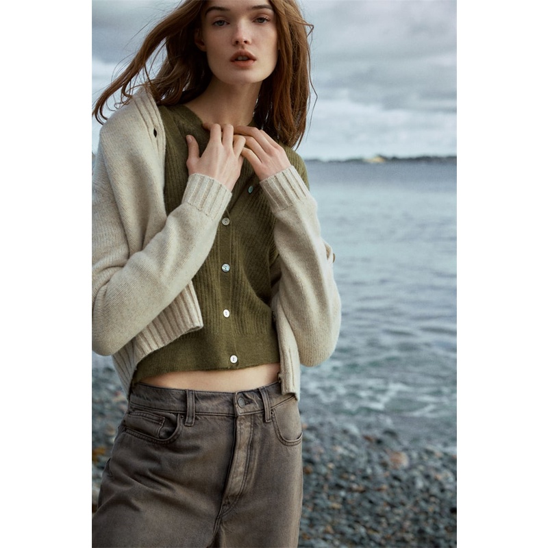 Zara Áo cardigan Dệt Kim Tay Dài Cổ Tròn Thời Trang Thu Đông Cho Nữ 4192101
