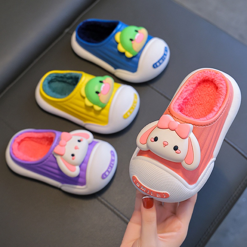 Dép Bông Đi Trong Nhà Chống Nước Giữ Ấm Mùa Đông Dành Cho Trẻ Em