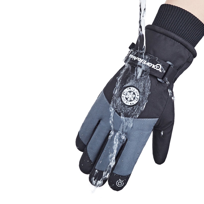 Găng Tay Trượt Tuyết unisex Mùa Đông Lót Nhung Ấm Áp Chống Gió Chống Nước Có Thể Chạm Màn Hình Cảm Ứng