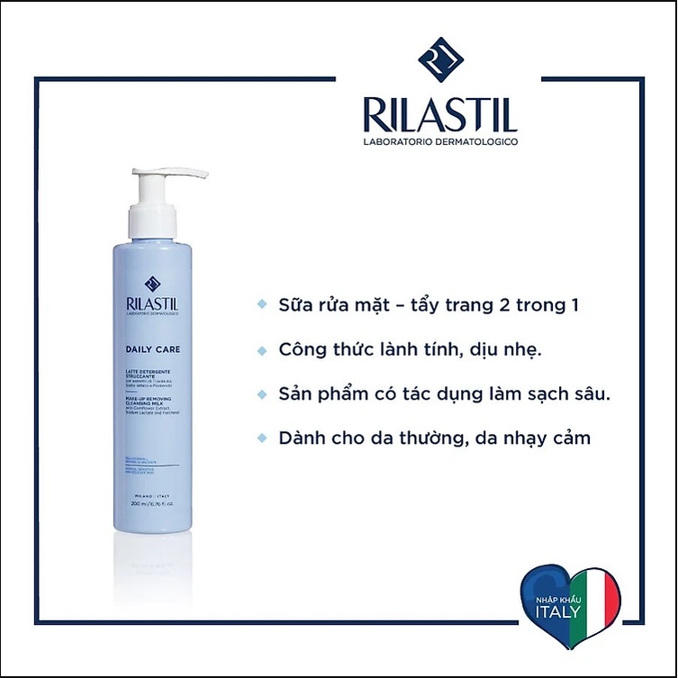 Sữa rửa mặt Rilastil Daily Care Cleansing làm sạch sâu, dịu nhẹ, cho mọi loại da 200ml