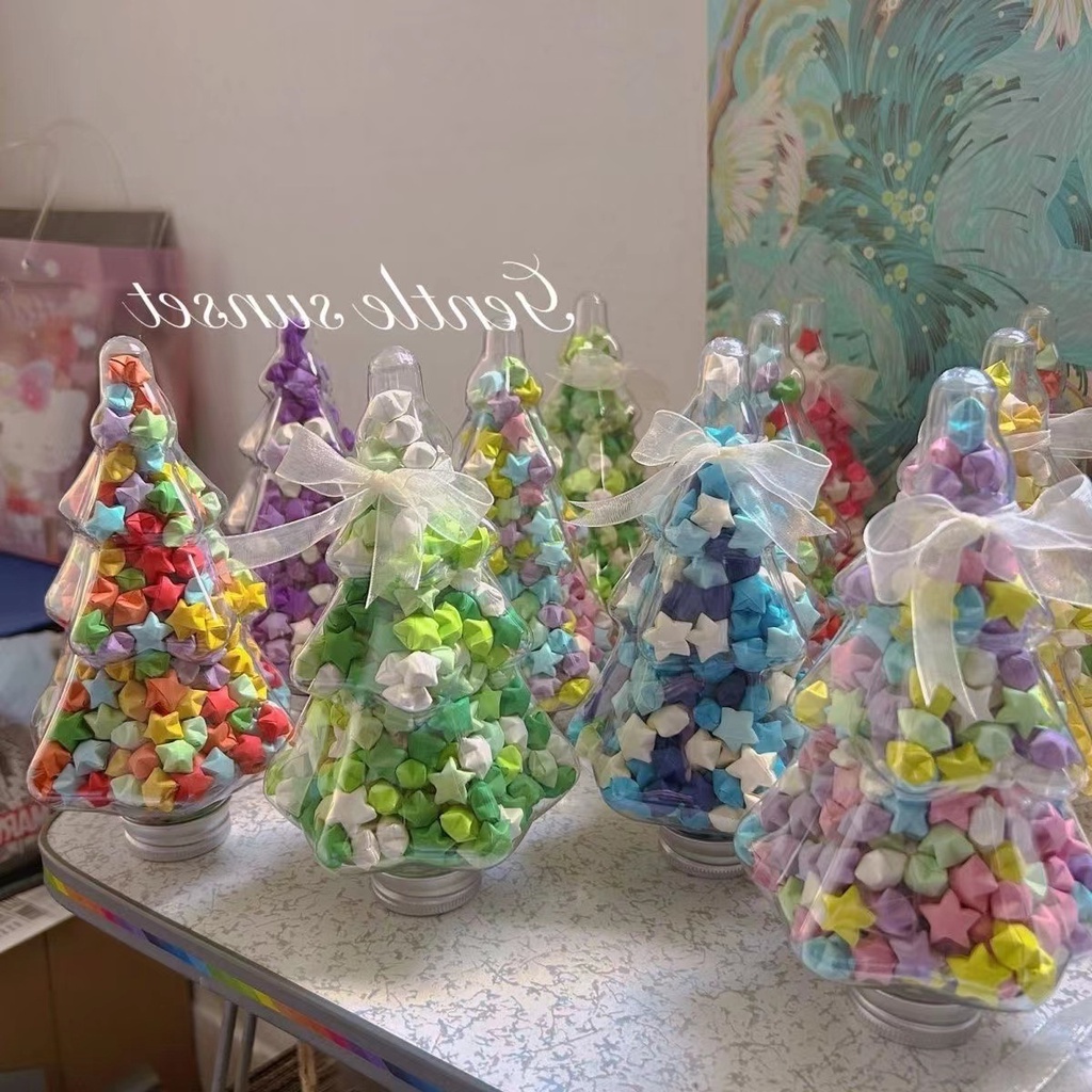 Lọ Giấy Xếp Hình Ngôi Sao Lấp Lánh Dùng Làm Quà Tặng Sinh Nhật / Trang Trí Chai Điều Ước diy