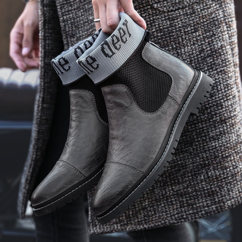 Giày Bốt Da In Hình Đôi Giày Phong Cách Cổ Điển Dành Cho Nam