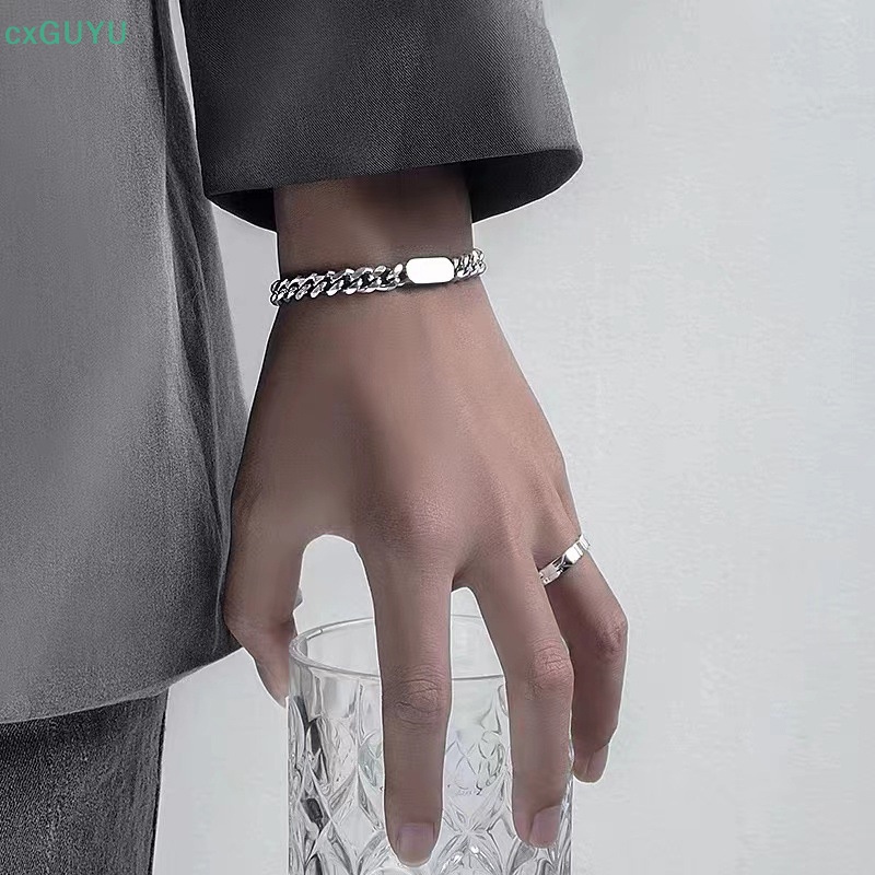 Vòng Tay Thép Titan Mặt Vuông Phong Cách hip hop Đơn Giản Cá Tính Hợp Thời Trang prta