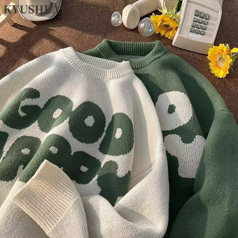 Kyushuad Áo sweater Dệt Kim Phong Cách hong kong Thời Trang Cho Nam