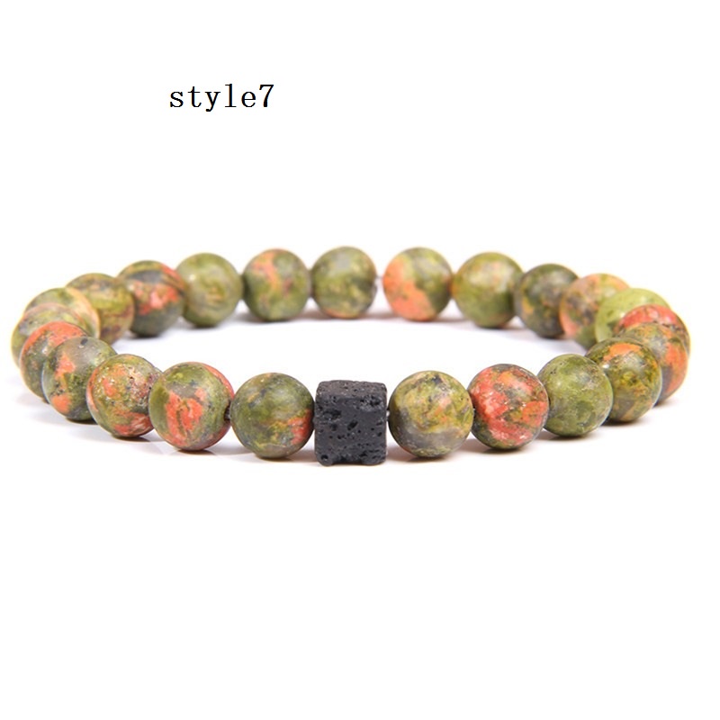 Vòng Tay Chuỗi Hạt Đá Núi Lửa Đơn Giản Cho Cặp Đôi