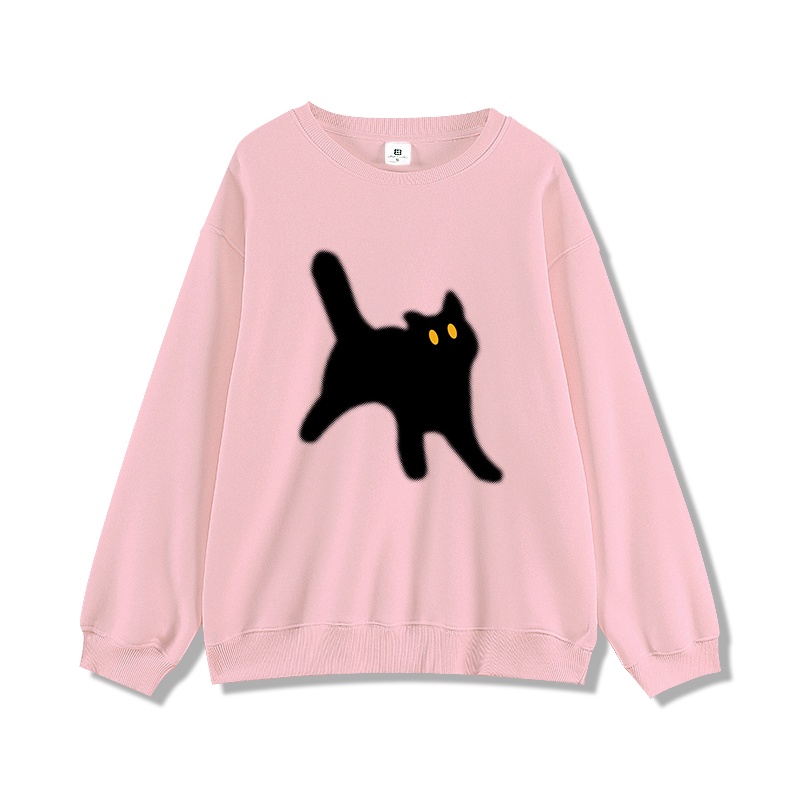 Áo sweater Tay Dài Dáng Rộng In Hình Mèo Đơn Giản Thời Trang Thu Đông Cho Nữ