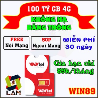 (Có eSIM) Sim 4G Wintel 1 Tỷ GB Dùng KHÔNG GIỚI HẠN Data, Nghe Gọi Miễn Phí | Reddi Win60 Win89 | Miễn Phí tháng đầu