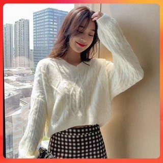  Áo len thun nữ Montoghi THẮT THỪNG phối RÁCH đuôi tôm