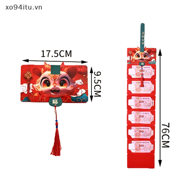 Xoitu Bao Lì Xì 6 Ngăn Đựng Tiền Giấy Màu Đỏ May Mắn Cho Năm Mới / Đám Cưới