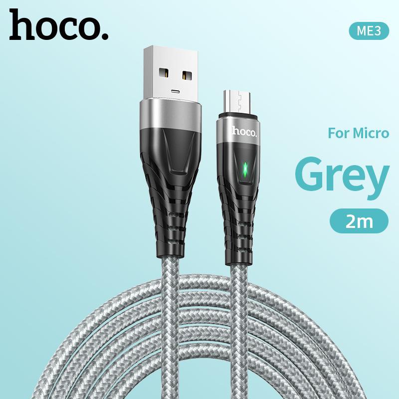 Cáp sạc nhanh chính hãng Hoco ME3 chống đứt siêu bền truyền data cổng/Type-C/Micro-USB QC3.0 max 3A dài 2M