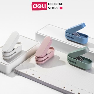 Kìm Bấm Đục Lỗ Giấy Mini Refill Deli Dụng Cụ Bấm Lỗ Giấy Làm Sổ Còng Cầm Tay Tiện Lợi