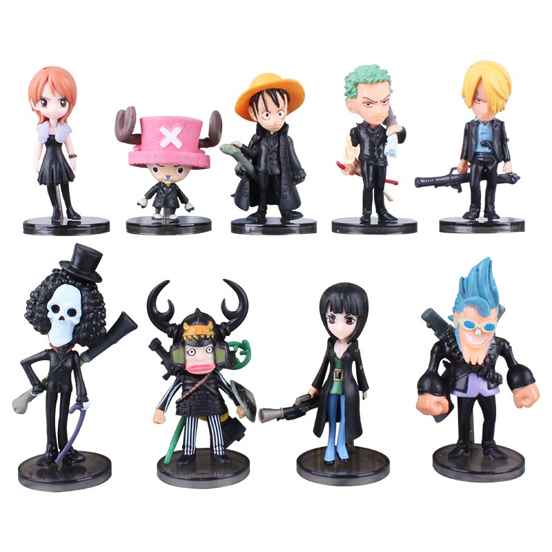 Set 9 Mô Hình Mô Phỏng Nhân Vật Chopper Luffy Zoro Sanji Nami Robin Trong One Piece