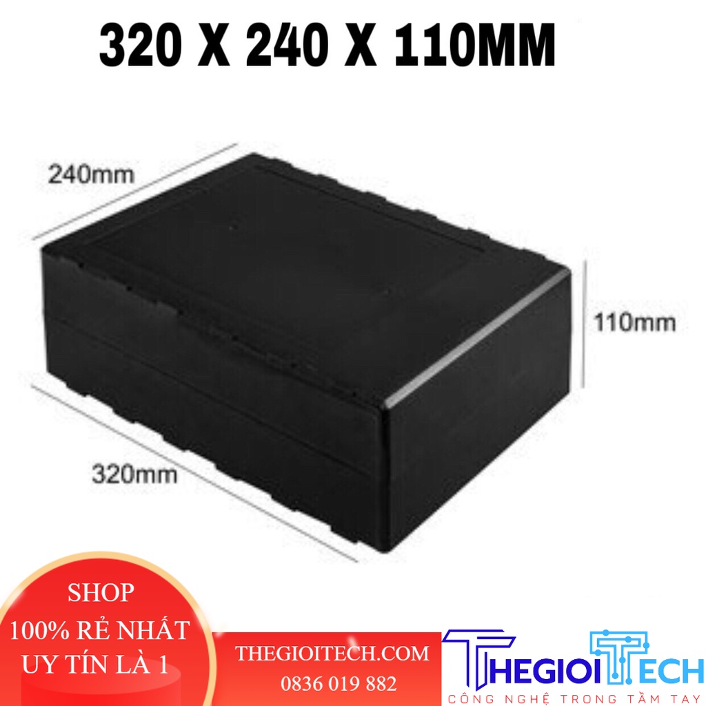5 hộp 320x240x110mm tặng kèm ốc vít - Hộp nhựa đựng mạch điện tử. - Đen