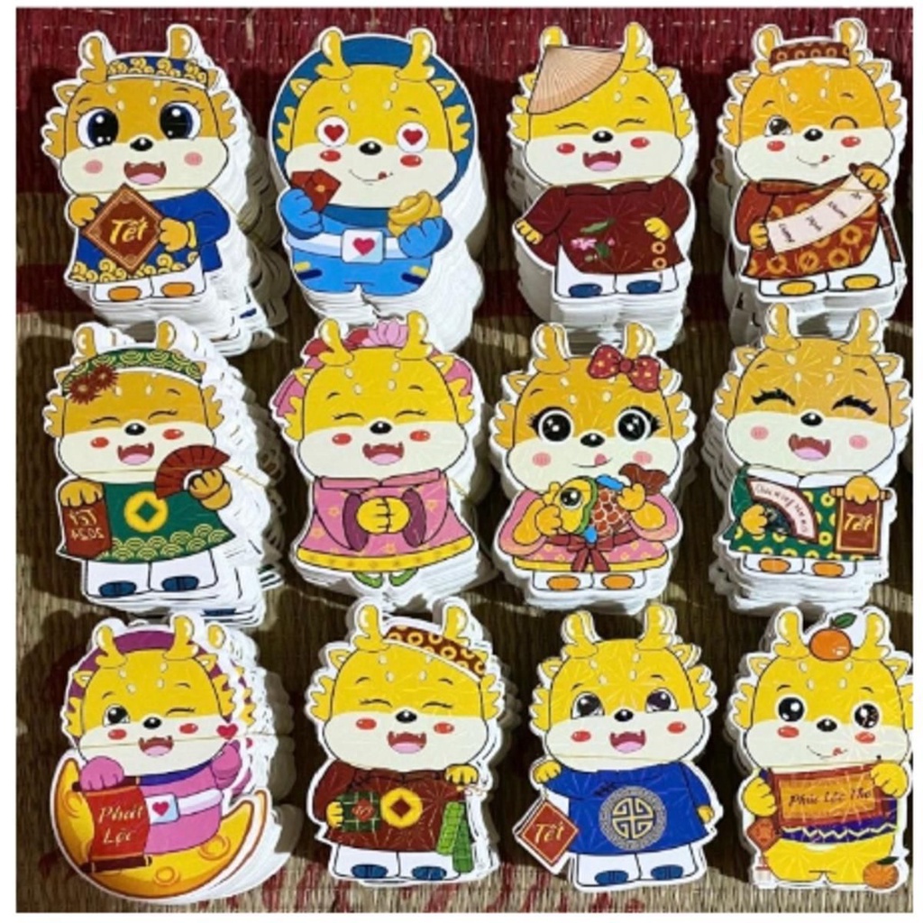 Combo 50 bao lì xì Chibi có phản quang, hoạt hình Tết Giáp Thìn 2024 mẫu mới, đẹp, dễ thương,dày dặn loại 1