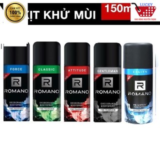 Xịt khử mùi toàn thân Romano 150ml- Cam kết hàng chính hãng Unza