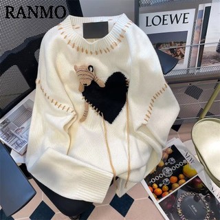 RANMO Áo Len áo khoác cardigan Vintage Phong cách Cổ điển hàn quốc WMY2300HFP 50Z231213