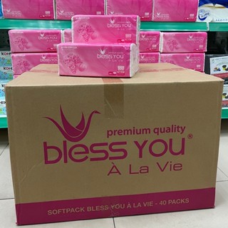 [Thùng 40 Gói] Có Mã QR - Khăn Giấy Lụa Rút Cao Cấp Bless You 2 Lớp Gói 250 tờ (Bibistore HCM)
