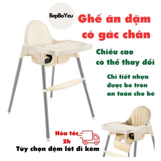 Ghế ăn dặm cho bé, ghế ngồi ăn dặm có gác chân Bếp Bố Yêu, kèm mặt bàn, cho bé ăn dặm kiểu Nhật/BLW