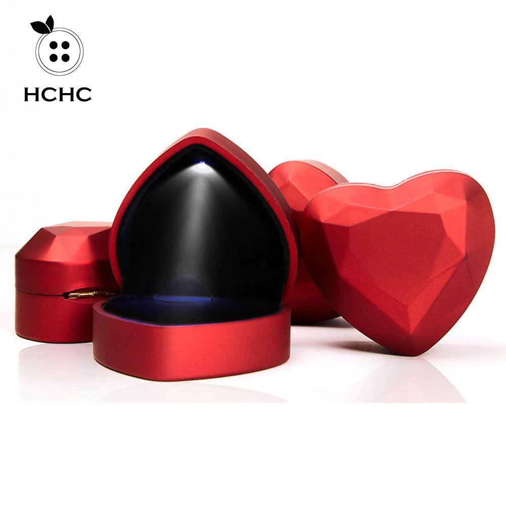 HCHC 1 Hộp Đựng Nhẫn Hình Trái Tim Có Đèn led Ốp
