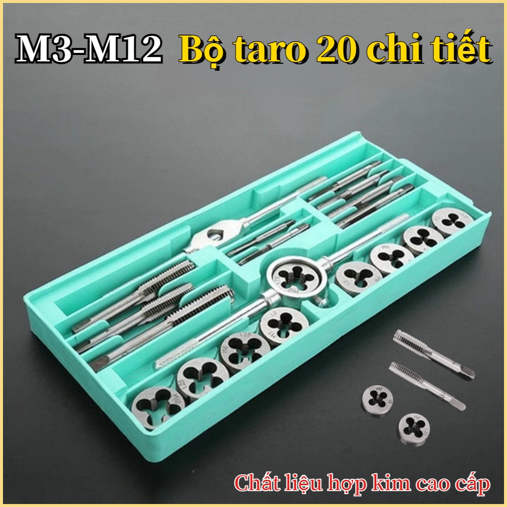 Bộ tay quay taro tạo ren trong và ngoài 20 chi tiết M3-M12