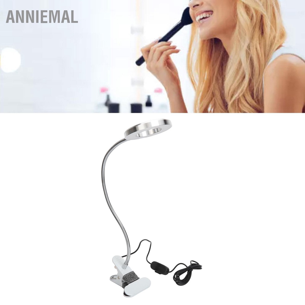 ANNIEMAL Đèn LED Để Bàn Cổ Ngỗng Loại Kẹp Lạnh Ánh Sáng Ấm Áp Làm Đẹp