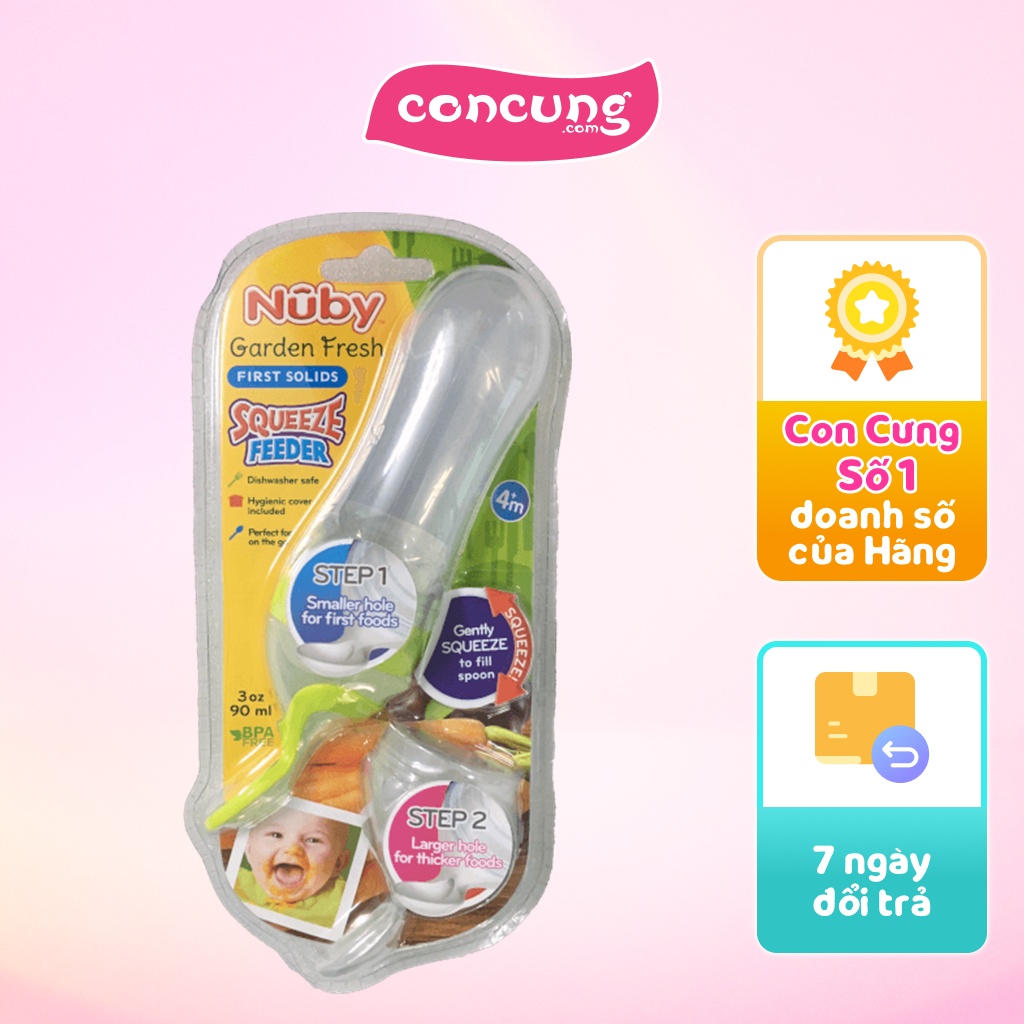 Bình thìa ăn bột Nuby, 2 bước hoàn toàn mới cho bé - Xanh lá cây