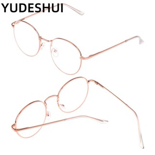 YUDESHUI Kính cận thị 1.00-4.0 độ gọng kim loại kết hợp resin siêu nhẹ thiết kế tròng tròn chất lượng cao