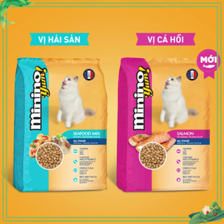 [BAO 7KG] Thức ăn hạt cho mèo mọi lứa tuổi Minino Yum Hải sản/Salmon 350gr x 20gói