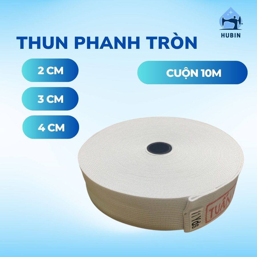 Dây Thun quần (Chun) 1cm - 2cm - 3 cm | Chun Quần bản rộng | Phụ kiện may Hubin