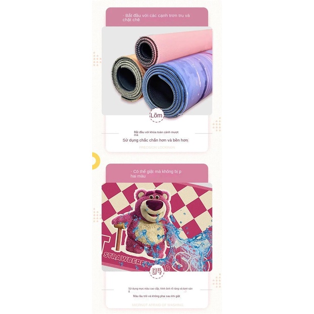 Tấm Lót Chuột Và Bàn Phím Máy Tính Cỡ Lớn In Hình Gấu / Dâu Tây Hoạt Hình Màu Hồng Dễ Thương