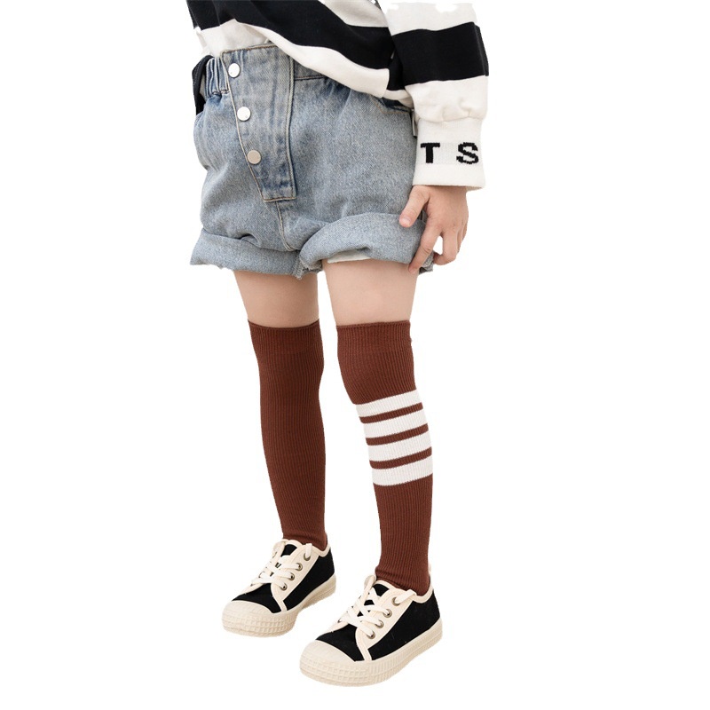 Vớ cotton Màu Trơn Họa Tiết Kẻ Sọc Phong Cách Hàn Quốc Thời Trang Xuân Thu Cho Bé Gái